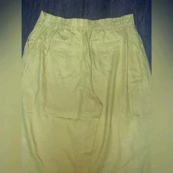 Chelsea & Theodore Linen blend Wide Leg cropped Pant Sz 12 Mustard - Picture 4 of 11